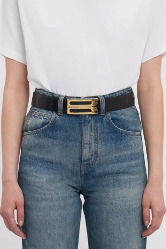Jumbo dorian belt in black croc embossed calf leather Jumbo dorian belt in black croc embossed calf leather