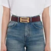 Jumbo dorian belt in burgundy croc embossed calf leather Jumbo dorian belt in burgundy croc embossed calf leather