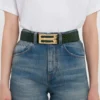 Jumbo dorian belt in dark forest croc embossed leather Jumbo dorian belt in dark forest croc embossed leather