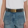 Jumbo dorian belt in espresso croc embossed calf leather Jumbo dorian belt in espresso croc embossed calf leather