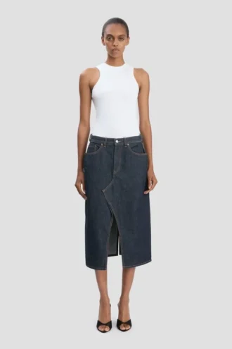 Kick pocket denim skirt in light rinse Kick pocket denim skirt in light rinse