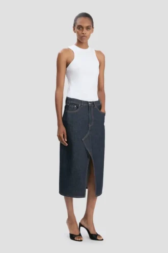 Kick pocket denim skirt in light rinse Kick pocket denim skirt in light rinse