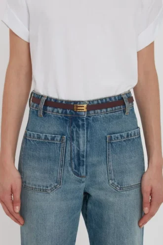 micro dorian belt in burgundy leather 2 330x495 - Micro dorian belt in burgundy leather