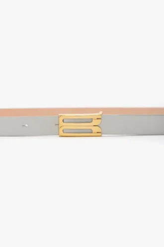 Micro dorian belt in magnesium shiny leather