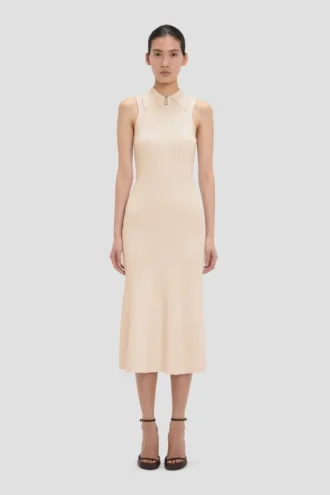Mira midi dress in sandstone