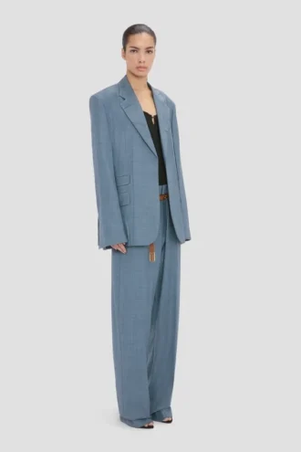 Notched lapel jacket in cloud blue