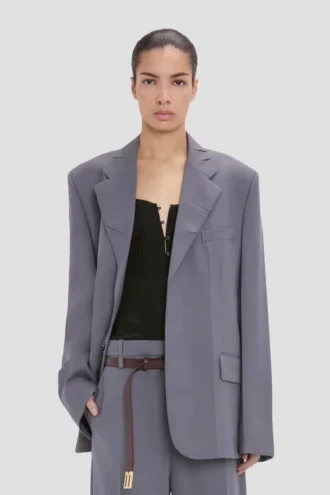 Notched lapel jacket in flint
