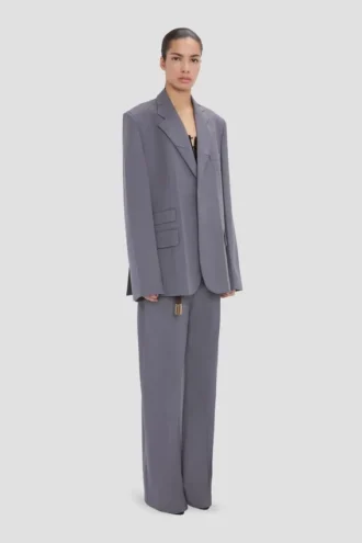 Notched lapel jacket in flint