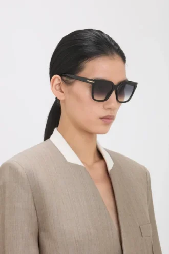 Oversized acetate sunglasses in black