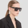 Oversized flat top frame in black