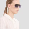 Oversized metal and acetate frame in gold havana Oversized metal and acetate frame in gold havana