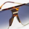 Oversized metal and acetate frame in gold havana Oversized metal and acetate frame in gold havana