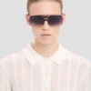 Oversized metal and acetate frame in gold havana Oversized metal and acetate frame in gold havana