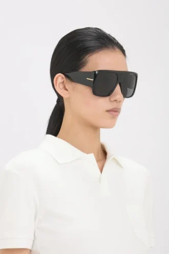 Oversized soft square acetate frame in black