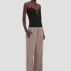 Pleated waist trouser in limestone Pleated waist trouser in limestone