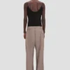 Pleated waist trouser in limestone Pleated waist trouser in limestone