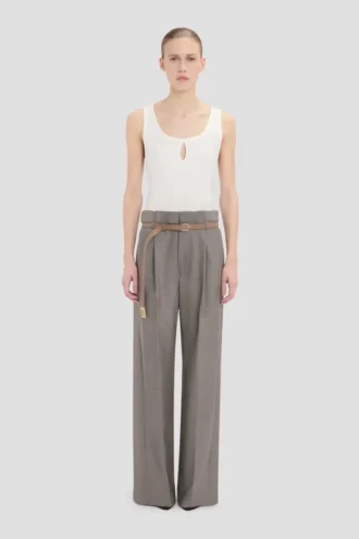 Pleated waist trouser in nickel Pleated waist trouser in nickel