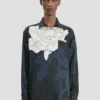 Pyjama shirt in dark navy floral print Pyjama shirt in dark navy floral print