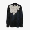 Pyjama shirt in dark navy floral print Pyjama shirt in dark navy floral print