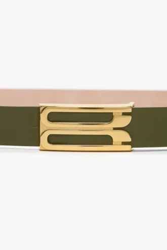 Regular dorian belt in khaki smooth leather Regular dorian belt in khaki smooth leather