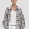 Relaxed cocoon shacket in blue-red check Relaxed cocoon shacket in blue-red check