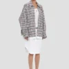 Relaxed cocoon shacket in blue-red check Relaxed cocoon shacket in blue-red check