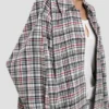 Relaxed cocoon shacket in blue-red check Relaxed cocoon shacket in blue-red check