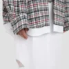 Relaxed cocoon shacket in blue-red check Relaxed cocoon shacket in blue-red check