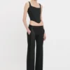 Satin waistband trouser in black Satin waistband trouser in black