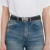 Silver buckle dorian belt in black grained leather Silver buckle dorian belt in black grained leather
