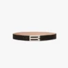 Silver buckle jumbo dorian belt in black grained leather Silver buckle jumbo dorian belt in black grained leather