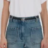 Silver buckle micro dorian belt in black grained leather Silver buckle micro dorian belt in black grained leather