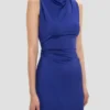 Sleeveless draped gown in bright indigo Sleeveless draped gown in bright indigo