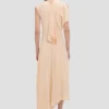 Smocked dress in sandstone