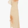 Smocked dress in sandstone