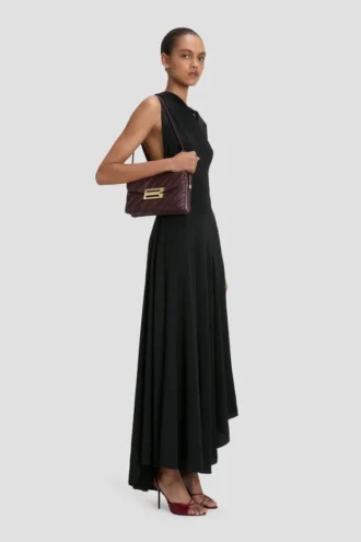 Soft dorian bag in burgundy pleated leather