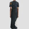 Split hem midi dress in dark navy floral print