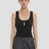 Split tank top in black Split tank top in black