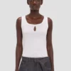 Split tank top in white Split tank top in white