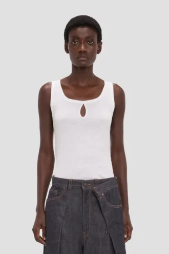 Split tank top in white Split tank top in white