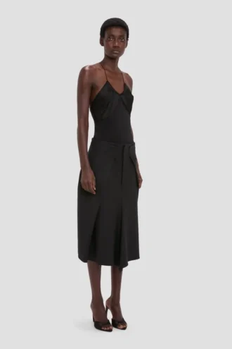 Tailored midi skirt in black Tailored midi skirt in black