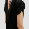 Twist shoulder dress in black