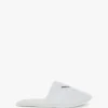 Vb embroidered towelling slippers in white Vb embroidered towelling slippers in white