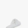 Vb embroidered towelling slippers in white Vb embroidered towelling slippers in white