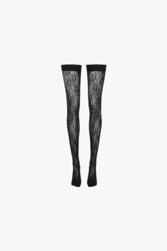Vb monogram lace hold-ups in black Vb monogram lace hold-ups in black