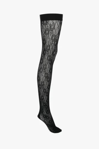 Vb monogram lace hold-ups in black Vb monogram lace hold-ups in black