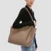 Victoria tote bag in dove grey leather Victoria tote bag in dove grey leather