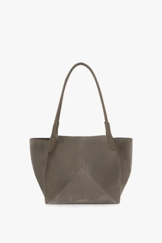Victoria tote bag in pebble grey suede Victoria tote bag in pebble grey suede
