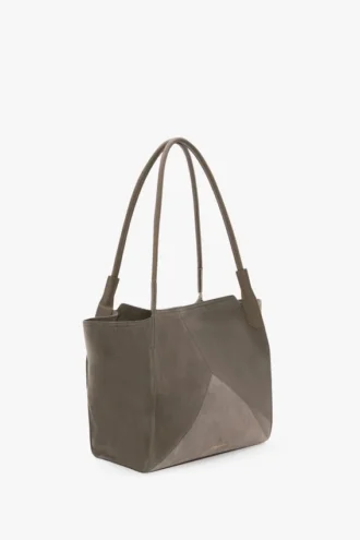 Victoria tote bag in pebble grey suede Victoria tote bag in pebble grey suede