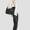 Victoria tote bag large in black leather Victoria tote bag large in black leather